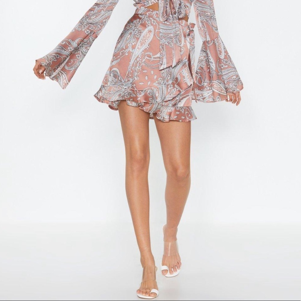 Nasty Gal Paisley Wrap Ruffle Skirt New w/tags